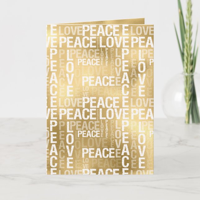 Cartão Glam Dourado Peace Love (Frente)