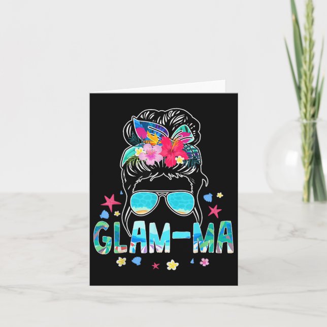 Cartão Glam-mãe Hello Summer Beach Lover Messy Bun Summer (Frente)