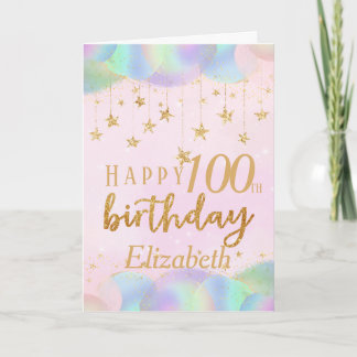 Cartão Glamorous 100th Birthday Dourado Glitter
