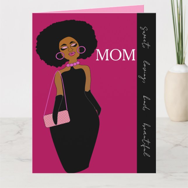 Cartão Glamorous Glam African American Mother Birthday (Frente)