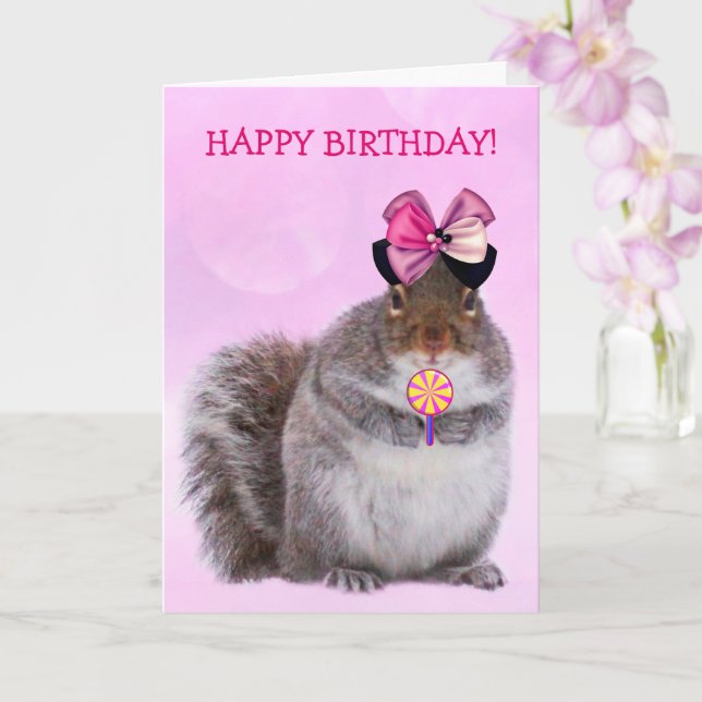 Cartão Glamorous Squirrel Birthay (Orquídea)