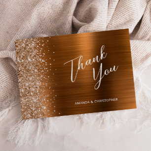 Cartão Glamour Cobre Agradecimento de Casamento Plano Met