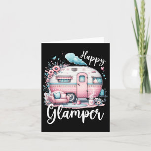 Cartão Glamper Feliz e Bonito acampamento Caravana