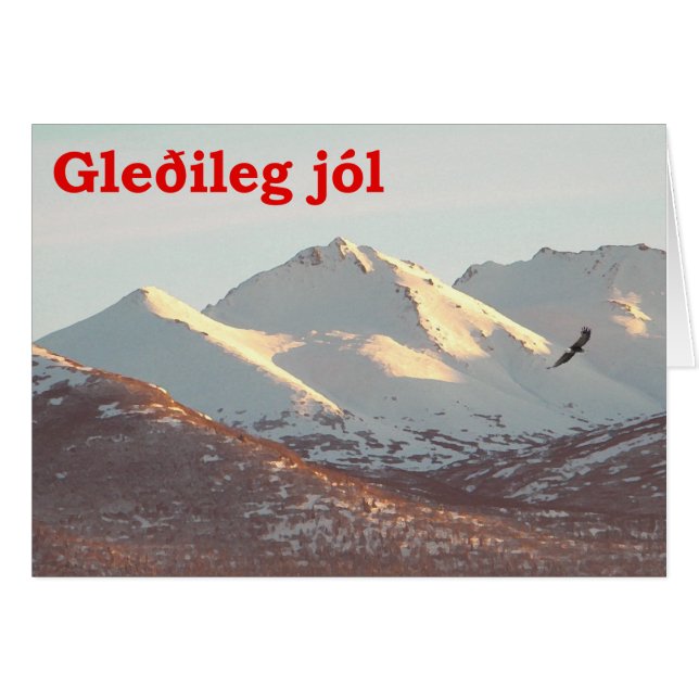 Cartão Gleðileg Jól - águia-inverno (Frente Horizontal)