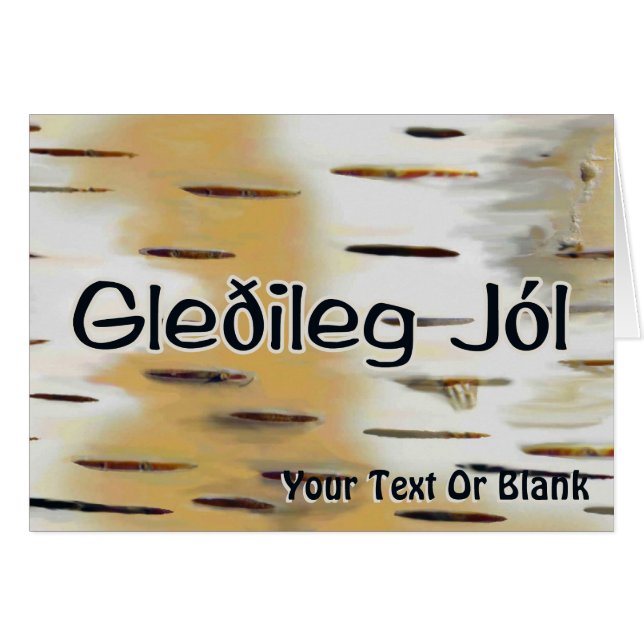 Cartão Gleðileg Jól - Birchbark (Frente Horizontal)