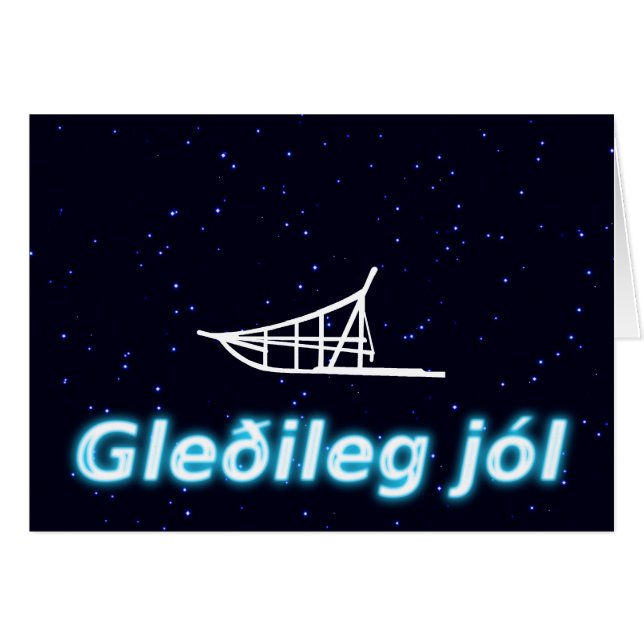 Cartão Gleðileg jól - Dogsled (Frente Horizontal)