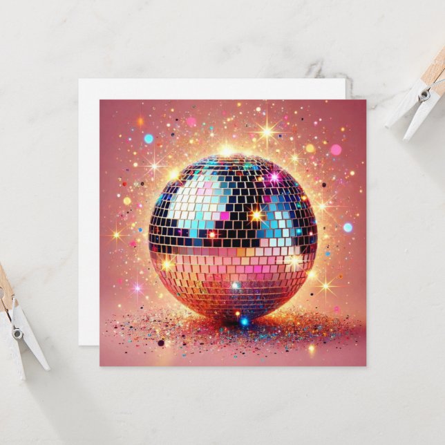 Cartão Glitter Disco ball Card. (Frente/Verso In Situ)
