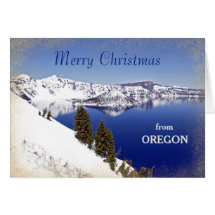 Cartão Glitter Dourado de Natal do Lago Crater, Or