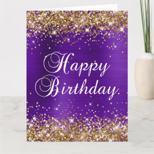Cartão Glitter Dourado Índigo Roxo Espelho Grande Feliz A
