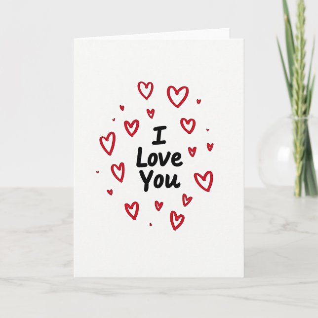 Cartão Glitter Hearts Eu Te Amo (Frente)