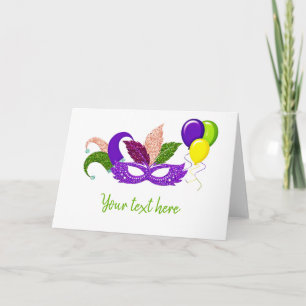 Cartão glitter mardi gras carnival Masquerade mask fun