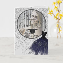 Cartão Glitter Silver Elegante Foto Graduada