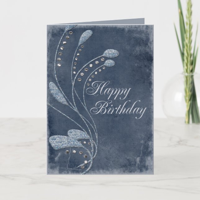 Cartão Glitter Swirls Birthday (Frente)