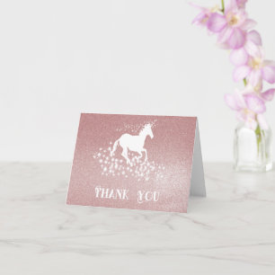 Cartão Glitter Unicorn e Stars Obrigado Placa rosa