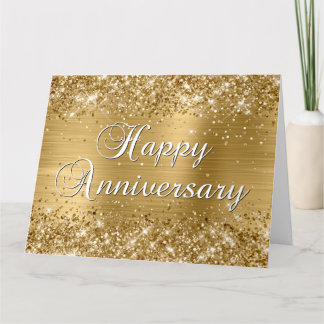 Cartão Glittery Dourado Glam Feliz Aniversário