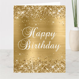 Cartão Glittery Dourado Grande Feliz Aniversário