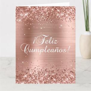 Cartão Glittery Rosa Gold Foil Big Feliz Cumpleaños
