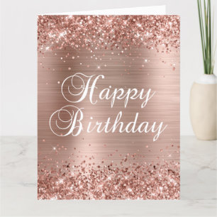 Cartão Glittery Rosa Gold Foil Big Happy Birday