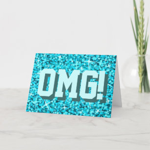 Cartão Glitz Blue 'OMG!' 'Happy Birthday' greetings card
