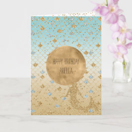 Cartão Glitzy Mereia Azul-Dourado Brilhante Brilhante Omb
