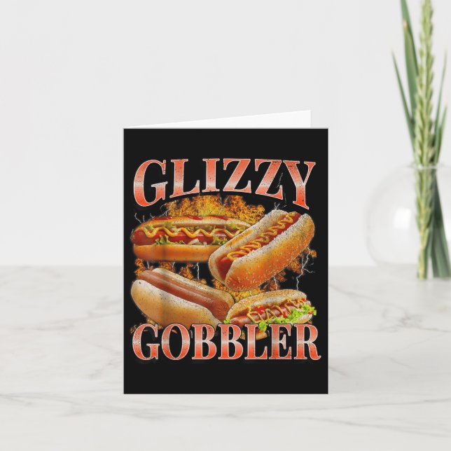 Cartão Glizzy Gobbler Funny Wiener Hot Dog Memória Bootle (Frente)