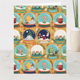 Cartão Globo de neve de Natal Gnome//Gingerpão House//