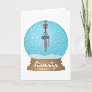 Cartão Globo único de neve do tipo "windchime" da borbole