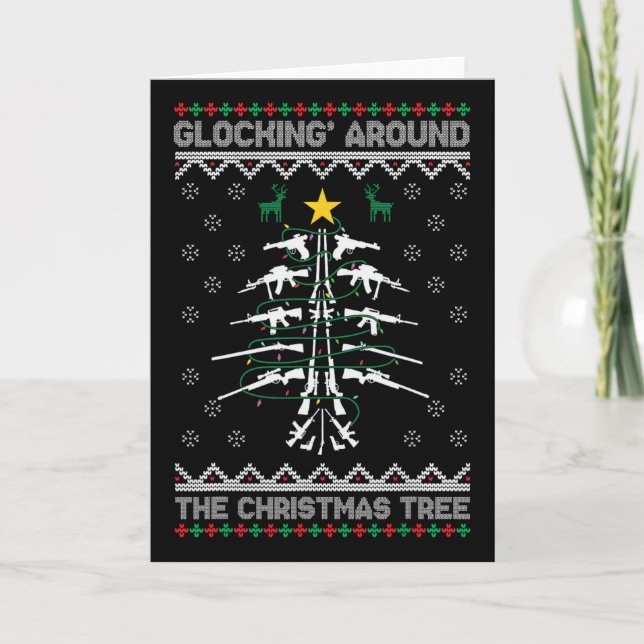 Cartão Glocking em Torno da Árvore de Natal Camisa Feia d (Frente)