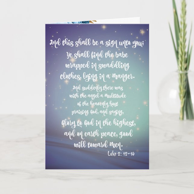 Cartão Glória a Deus Luke Bíblia Versa Natal (Frente)