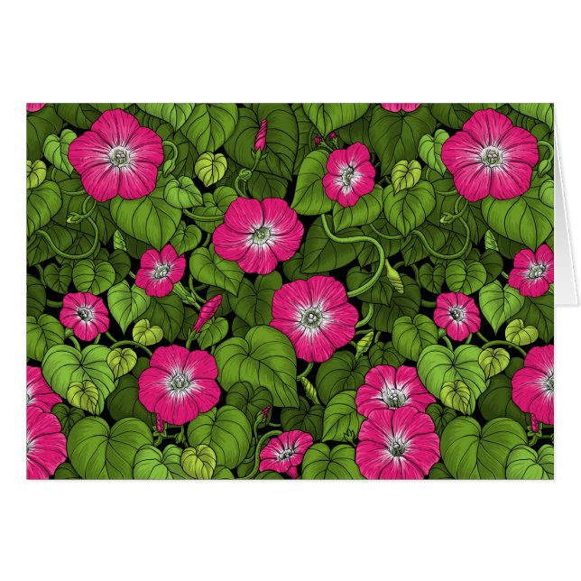 Cartão Glória da manhã em rosa e verde (Frente Horizontal)