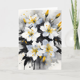 Cartão Glória da Neve - Flores de aquarela