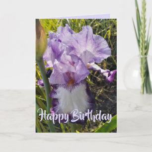 Cartão Gloriosa Watercolor Púrpura Iris Love Birthday Ca
