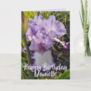 Cartão Gloriosa Watercolor Púrpura Iris Love Birthday Ca