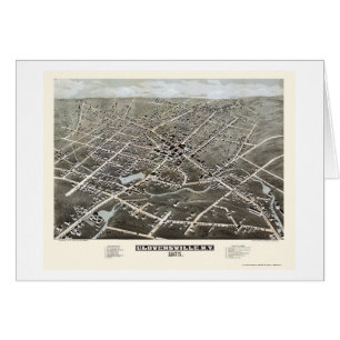 Cartão Gloversville, mapa panorâmico de NY - 1875