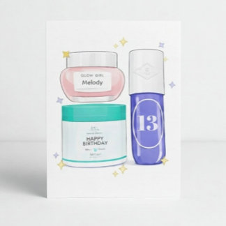 Cartão Glow Up Skincare Birthday Card (Customizable)