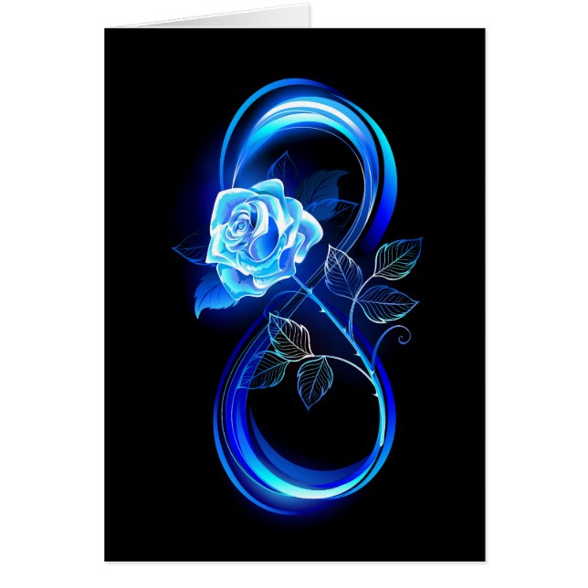 Cartão Glowing infinity with blue rose (Frente)