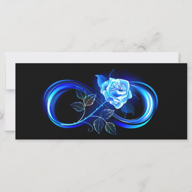 Cartão Glowing infinity with blue rose (Frente)