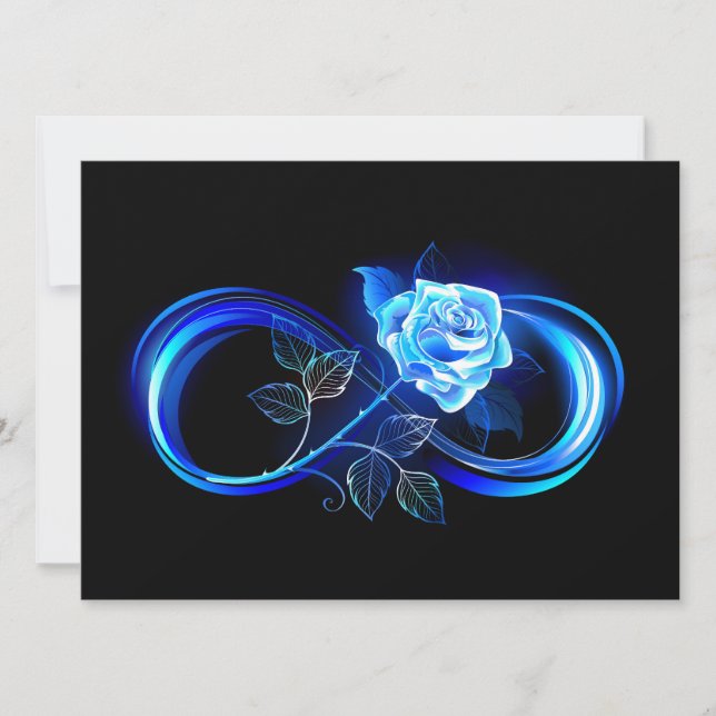 Cartão Glowing infinity with blue rose (Frente)
