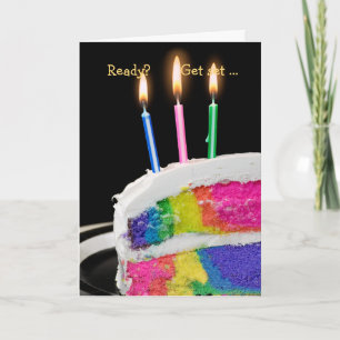 Cartão Glowing Rainbow Birthday Cake