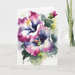Cartão Gloxinia - Flores em aquarela