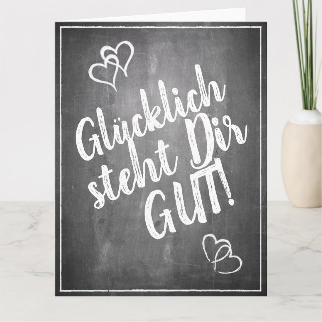 Cartão Glücklich, Dir, instinto! - im Kreidetafelstil (Frente)