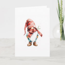 Cartão Gnome de Natal em Aquarela