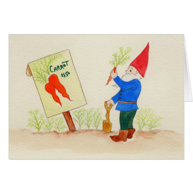 Cartão Gnome no jardim (Frente Horizontal)