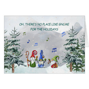 Cartão Gnome Trio no Natal do Topo da Montanha Snowy