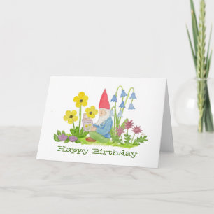 Cartão Gnome with Flower Book birthday card