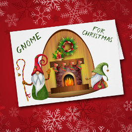 Cartão Gnomo bonitinho para Férias de Lareira de Natal