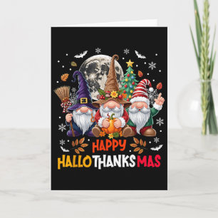 Cartão Gnomo Hallothanksmas Dia das Bruxas Ação de Graças