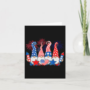 Cartão Gnomos Engraçados Bandeira Patriótica Americana Gn