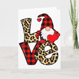 Cartão Gnomos Fofos Dia dos Namorados Amor Xadrez Leopard