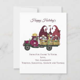 Cartão Gnomos Personalizados Caminhão de Vinho Feriado Na